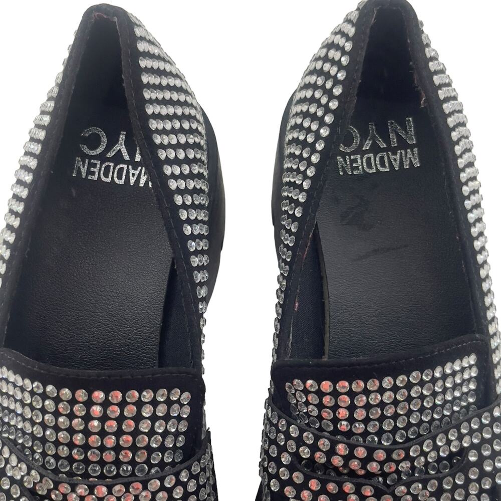Madden NYC Rhinestone Lug Sole Penny Loafers Black Women Size 8 - Picture 6 of 7